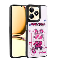 REALME C55 4G Kılıf Parlak Kabartmalı İkonik Figürlü Amas Silikon Kapak (Beyaz)