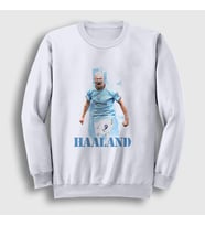 Presmono Unisex Beyaz Erling Haaland Spor Futbol Sweatshirt 430597tt