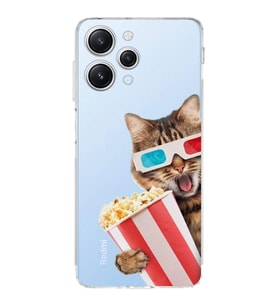PrintiFy Xiaomi Redmi 12 ile Uyumlu Kedi 1 Kamera Korumalı Şeffaf Kılıf