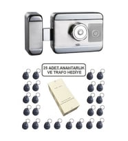 Marelli SENSÖRLÜ motorlu SESSİZ + GÜVENLİ manyetik elektrikli trajlı apartman kapı kilidi motorlu otomat + kartlı sistemi + trafosu + 25 çip
