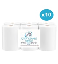Pratiksoft 10 Koli İçten Çekmeli Kağıt Havlu 60 Rulo