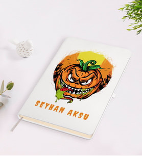 BK Gift Kişiye Özel Happy Halloween Tasarımlı Beyaz Defter-5