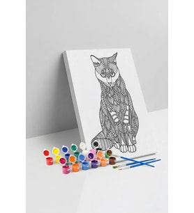 Kedi Desenli Mandala Tuval Boyama Seti 40x50 cm