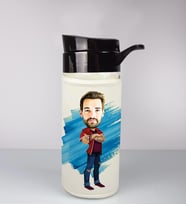 Kişiye Özel Karikatür Tasarım Özel Koruma Kılıflı Cam Matara 95980