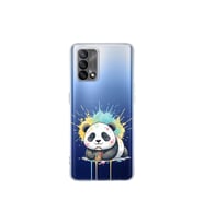 Oppo A74 ile Uyumlu Splash Panda Tasarımlı Şeffaf Silikon Kılıf