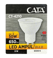 (1 Adet) Cata 9W (50W) Beyaz Işık (6500K) Dim Edilebilir GU10 Duylu Led Spot Ampul