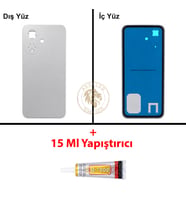 Infinix Smart 10 Gümüş Uyumlu Arka Kapak + B7000 Yapıştırıcı Arka Cam Batarya Pil Kapağı Lazer Kesim