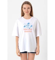 One Piece Anime Tony Tony Chopper Jolly Roger Beyaz Kadın Oversize Tshirt