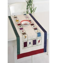 Bordürlü Meydaniye Yamalı ve İşlemeli 50x130 cm Runner (Natural)