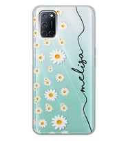 Oppo Dikey Papatyalar Tasarımlı Şeffaf Telefon Kılıfı