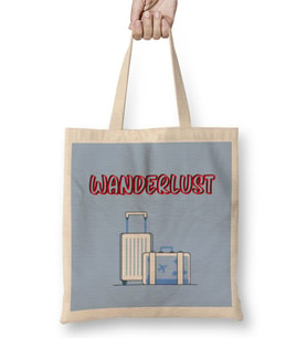 Funny Travel Gift Design Lover-Trippin Wanderlust Journey Adventurer Vacation Bez Çanta Uzun Saplı