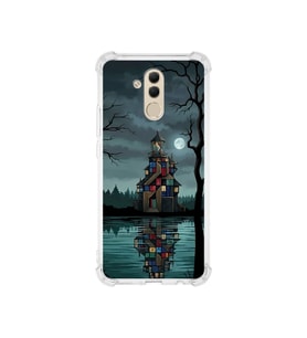 PrintiFy Huawei Mate20lite ile Uyumlu Simya Serisi Gölge Ve Cam Tasarımlı Uv Baskılı Köşe Korumalı Antişok Kılıf
