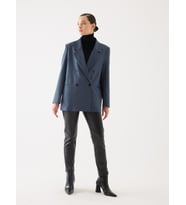 Puantiye Desen Saks Kruvaze Oversize Blazer Ceket