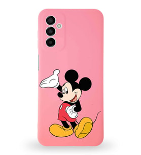 Samsung Galaxy M23 Uyumlu Lansman Kılıf Altı Kapalı İçi Kadife  Mickey Mouse-C Tasarımlı  Kapak (Şeffaf)