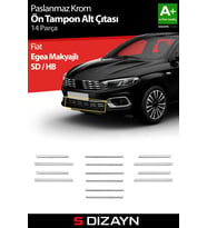 Fiat Egea Krom Ön Tampon Alt Çıtası Diamond Model 14 Prç. 2020 Üzeri (Parlak Krom) A+ Kalite