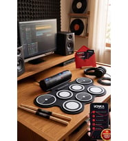 Midex DDX-70 Dijital Davul 7 Ped 2 Ayak Pedalı (Kulaklık Çubuklar Adaptör Full Set)