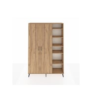 Arges Gardrop 7 Raflı 2 Kapaklı Tek Askılı 132x30x195 Çam-Çam