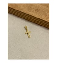 925 Ayar Gümüş Zirkon Taşlı Gold Renk Haç Model Kolye Ucu