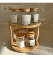 may home design 10'lu Bambu Kapaklı Döner Standlı Baharat Takımı