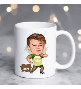 Kişiye Özel Mahalle Çocuğu Karikatürlü Kupa Bardak