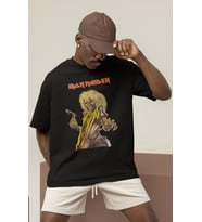 Tasarım Iron Maiden Rock Metal Müzik Grubu Baskılı Unisex Oversize Tişört