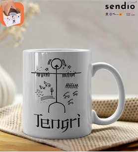 Gök Tengri Tamga Baskılı Premium Porselen Kupa - GDTK-901038