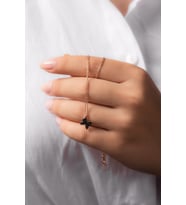 Kelebek Figürlü  Zirkon Taşlı Rose Altın Kaplama  Gümüş Kolye 925 Ayar