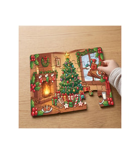 Noel Ağacı - Noel Hediyeleri Tasarımlı 24 Parça Ahşap Çocuk Puzzle
