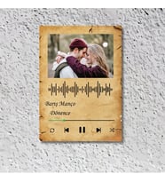 Çılgıntrend Spotify Şarkı Kodlu, Fotoğraf Baskılı Retro Ahşap Poster