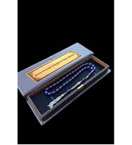 Sertifikalı Premium Üst Kalite 925 Ayar Gümüş Püsküllü Gece Mavisi Ateş Kehribar Tesbih
