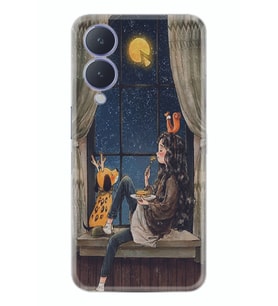 Vivo Y17s Kılıf Resimli Desenli Baskılı Silikon Dog And Girl 1358