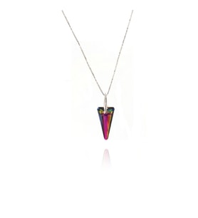Renkli Swarovski Üçgen Kolye (Gümüş)