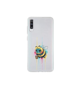 Samsung Galaxy A70 ile uyumlu Splash arı tasarımlı şeffaf silikon kılıf