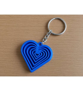 3D Baskı Kalp Fidget Anahtarlık - Hareketli Stres Oyuncağı ve Çanta Süsü-Mavi