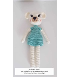 Süslü Kız Ayıcık Uyku Arkadaşı Amigurumi Organik Oyuncak