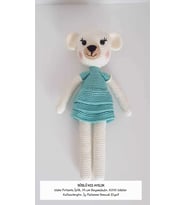 Süslü Kız Ayıcık Uyku Arkadaşı Amigurumi Organik Oyuncak