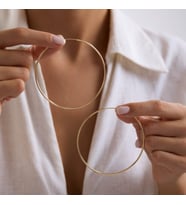 14K Altın Halka Küpe 1,2 mm 7.5 cm GİZLİ KİLİT