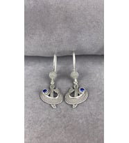 Safir Taşlı Parmak İzi Elif Vav Gümüş Kadın Küpe