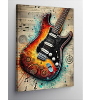 Kanvas Tablo Soyut Elektro Gitar ve Sanat