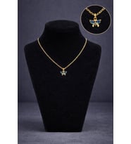 Minimal Gold Renk Mavi Taşlı Kelebek Kolye