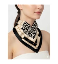 Tarzını Seç Siyah Mozaik Zincir Fular / Bandana / Aksesuar 48x48 cm
