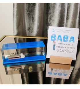 Babalar Günü'ne Özel Batmayan Gemi & Babalar Günü Gift Kart ve Ahşap Not Tutucu