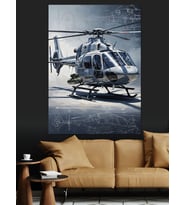 Gökyüzünde Modern Helikopter Dekoratif Kanvas - Mdf Ahşap Tablo