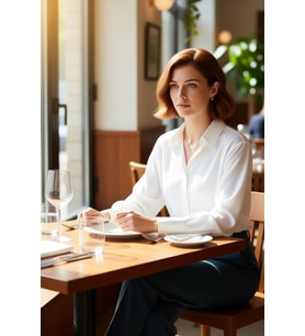 Kadın Düğmeli Pamuk Polyester Karışımlı Geniş Manşetli Regular Kalıp Dokuma Gömlek Estetik