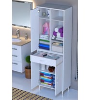 Eliusta Rivo 4 Raflı Banyo/Mutfak Dolabı 55 cm Beyaz Renkli  Çok Amaçlı Dolap 55x173x32,5 cm Ebatlarında