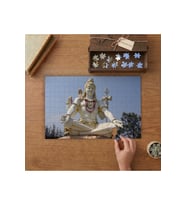 Shiva Heykeli Ganj Nehri Tasarımı 240 parça Ahşap Puzzle Ahşap Kutuda MP02060