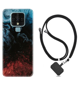Tecno Camon 16 18P Pova Kılıf Boyun Askılı Silikon Red Blue Black Abstact 1386