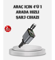 Araç Şarj Cihazı 4 Portlu 66w Hızlı Şarjlı Led Işıklı Ve 180° Dönebilir