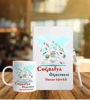 Coğrafya Öğretmenlerine Özel Defter Kalem Kupa Hediye Seti