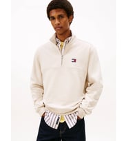 Tommy Hilfiger TJM Normal Kesim Armalı Yarım Fermuarlı Erkek Beyaz Sweatshirt DM0DM22344YBH